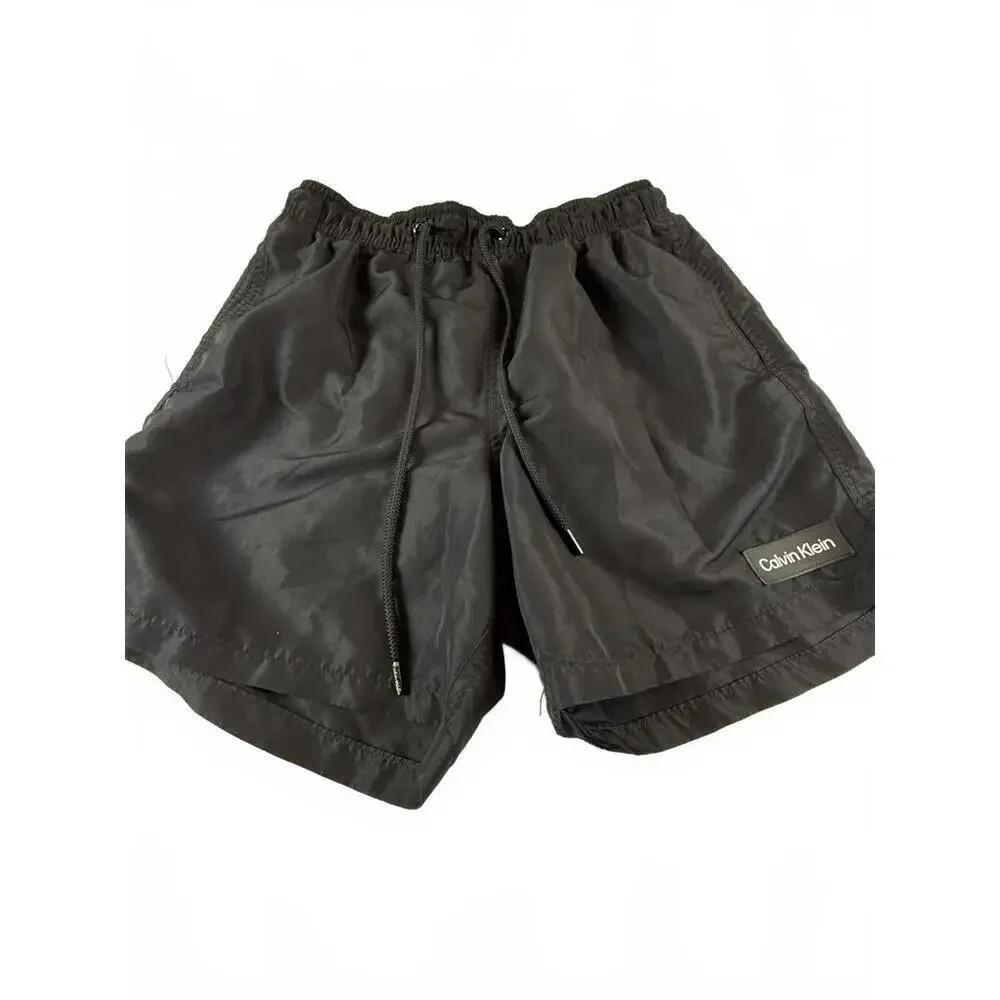 Calvin Klein Swim Trunks Mens Small Black Logo Swimwear Mesh Lined Quick Dry